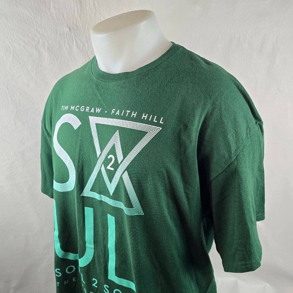 Tim McGraw Faith Hill Soul2Soul Tour 2017 T Shirt Men XL Green Graphic Tee Music - Picture 4 of 7